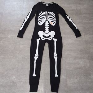 Victoria's Secret PINK One Piece Halloween Back Flap Thermal Pajamas Black Sz S